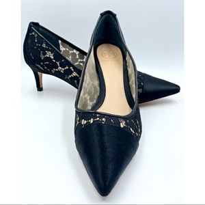 Tory Burch Black Sutton Glenna Camillia Lace Heels